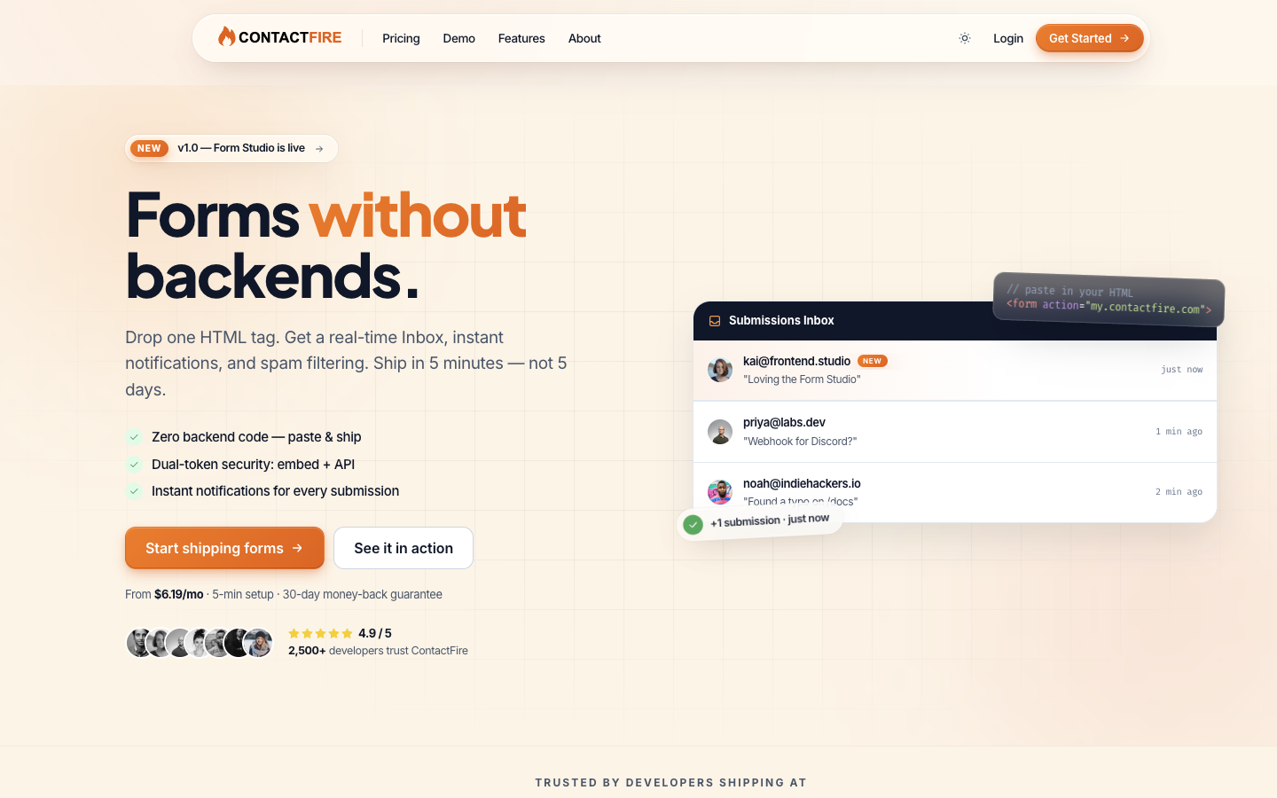 ContactFire website